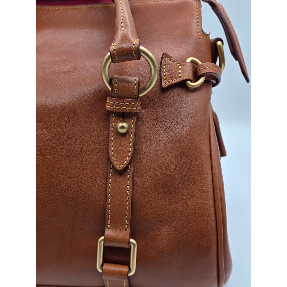 NWT Dooney & Bourke Florentine Leather Satchel Natural Brown Crossbody Bag - Picture 10 of 16
